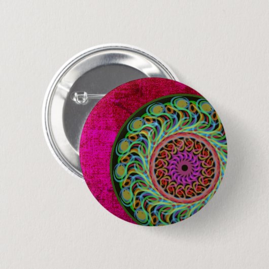 Roze en groene Mandala Pin Button (Voorkant /achterkant)