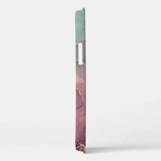 Roze en groene marmer Hoesje-Mate iPhone Case (Achterkant / Rechts)