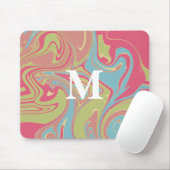 Roze en Groene Marmer Monogram Muismat (Met muis)