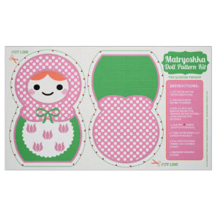 Roze en groene Matryoshka Doll Pattern Kit Stof