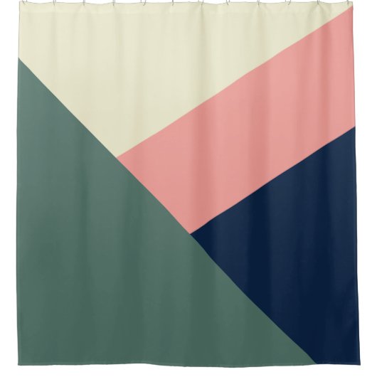 Roze en groene moderne, minimale abstracte geometr douchegordijn (Voorkant)