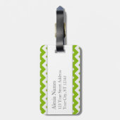 Roze en groene monogram Chevron Print Bagagelabel (Achterkant verticaal)