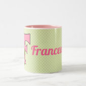 Roze en groene monogram "F"-Kind Mok (Center)