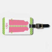 Roze en Groene Monogram Shift-Bagagelabel Bagagelabel (Voorkant horizontaal)