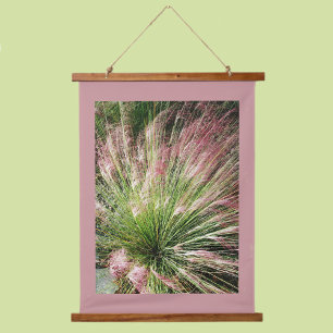 Roze en groene Muhly-gras fotografische natuur Hangend Wandkleed