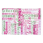 Roze en groene naam Collage Allover Afdrukken Kussensloop (Achterkant)
