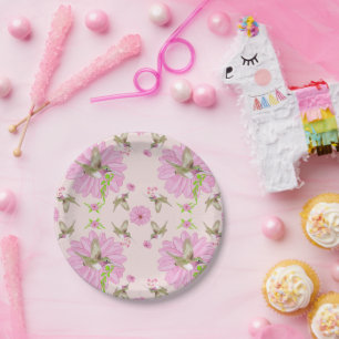 Roze en groene nostalgisch Bord van Floral Paper