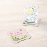 Roze en groene nostalgisch Onderzetter van Floral