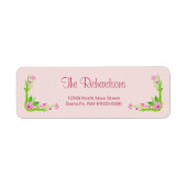 Roze en groene nostalgische Floral Address Label (Voorkant)