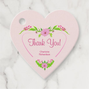 Roze en groene nostalgische Floral Favor Tags Bedankjes Labels