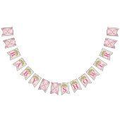 Roze en groene nostalgische platte brander vlaggetjes (Alle)