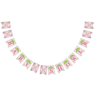 Roze en groene nostalgische platte brander vlaggetjes