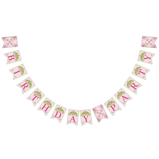 Roze en groene nostalgische platte brander vlaggetjes (Alle)