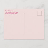 Roze en groene nostalische bloemen ansichtkaart aankondigingskaart (Achterkant)