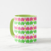 Roze en groene olifanten met bloemen mok (Voorkant links)