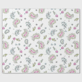 Roze en groene Paisl en waterverf Wrapping Paper Cadeaupapier (Vlak)