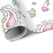 Roze en groene Paisl en waterverf Wrapping Paper Cadeaupapier (Rol Hoek)