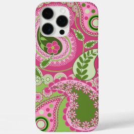 Roze en groene Paisley iPhone 16 hoesje