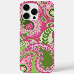 Roze en groene Paisley iPhone 16 hoesje