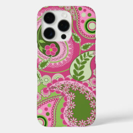 Roze en groene Paisley iPhone 16 hoesje