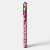 Roze en groene Paisley iPhone 16 hoesje (Achterkant / Links)