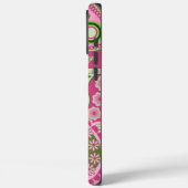 Roze en groene Paisley iPhone 16 hoesje (Achterkant / Links)