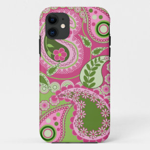 Roze en groene Paisley iPhone 5 hoesje