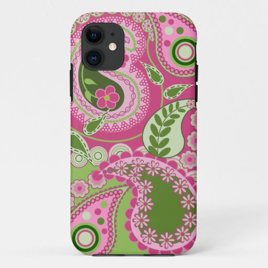 Roze en groene Paisley iPhone 5 hoesje (Achterkant)