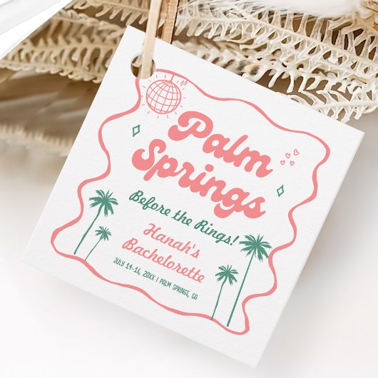 Roze en groene Palm Springs Bachelorette Bedankjes Labels
