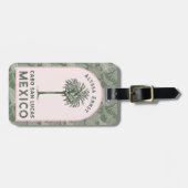 Roze en groene Palm Tree Travel Journal Bagagelabel (Voorkant horizontaal)