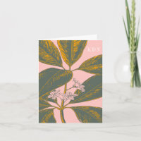 Roze en groene palmrond Botanische tekening
