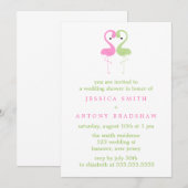 Roze en groene paren weduwingshower kaart (Voorkant / Achterkant)