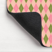 Roze en groene pastel Argyle Plaid Pattern Muismat (Hoek)