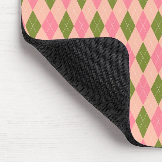 Roze en groene pastel Argyle Plaid Pattern Muismat (Hoek)
