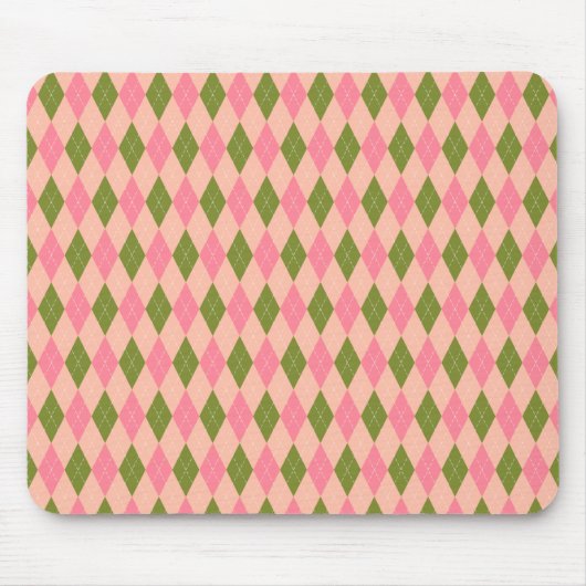 Roze en groene pastel Argyle Plaid Pattern Muismat (Voorkant)