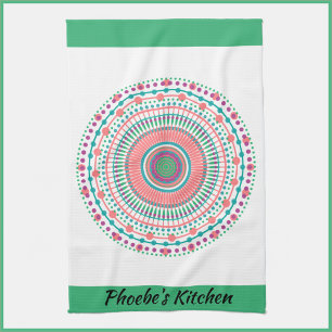 Roze en groene pastel Mandala Theedoek