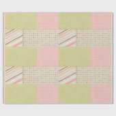 Roze en groene patchwork cadeaupapier (Vlak)