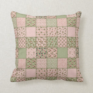 Roze en Groene Patchwork Design Home Decor Kussen