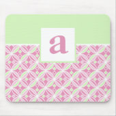 Roze en groene patroonmonogrammed Mousepad Muismat (Voorkant)