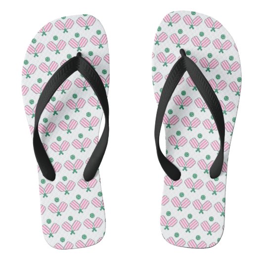 Roze en Groene Pickleball Teenslippers (Voetbed)