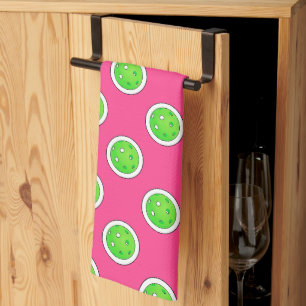 Roze en groene pickleballs Preppy Keuken Theedoek