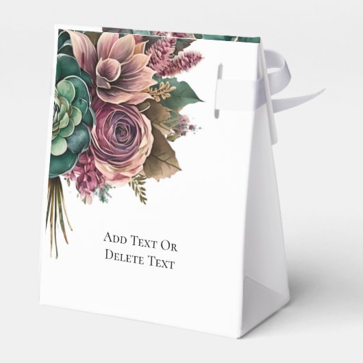 Roze en Groene Pioen Succulent Bruiloft Bedankdoosjes (Achterkant)