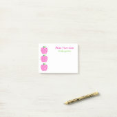 Roze en Groene Polka Dot Appels Post-it® Notes (Op bureau)