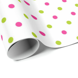 Roze en groene polka-punten voor verpakkingspapier cadeaupapier