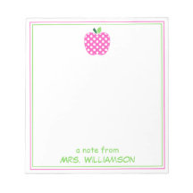 Roze en groene polka stippen appel voor leraren