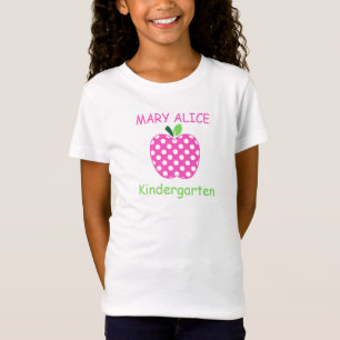 Roze en groene polka stippen lerarentas voor kinde t-shirt