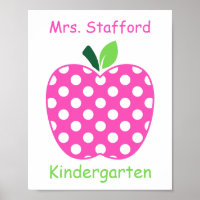 Roze en groene polkadot appel voor leraren