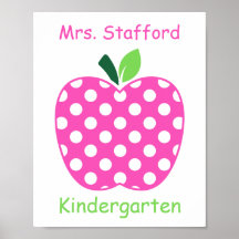 Roze en groene polkadot appel voor leraren