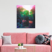 Roze en Groene Pond en Willow Canvas Afdruk (Insitu (Woonkamer))