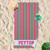 Roze en Groene Preppy Esthetische Strandhanddoek Strandlaken